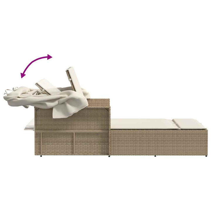 solseng med baldakin og hynder polyrattan beige