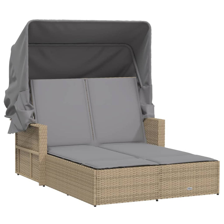 solseng med baldakin og hynder polyrattan beige