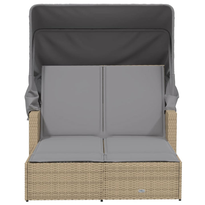 solseng med baldakin og hynder polyrattan beige