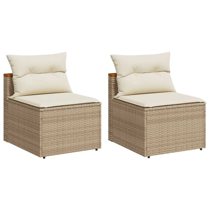 sofamoduler til haven 2 stk. med hynder polyrattan beige