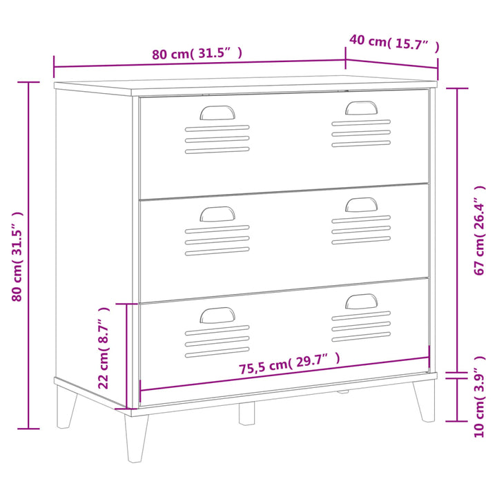 kommode VIKEN konstrueret træ hvid