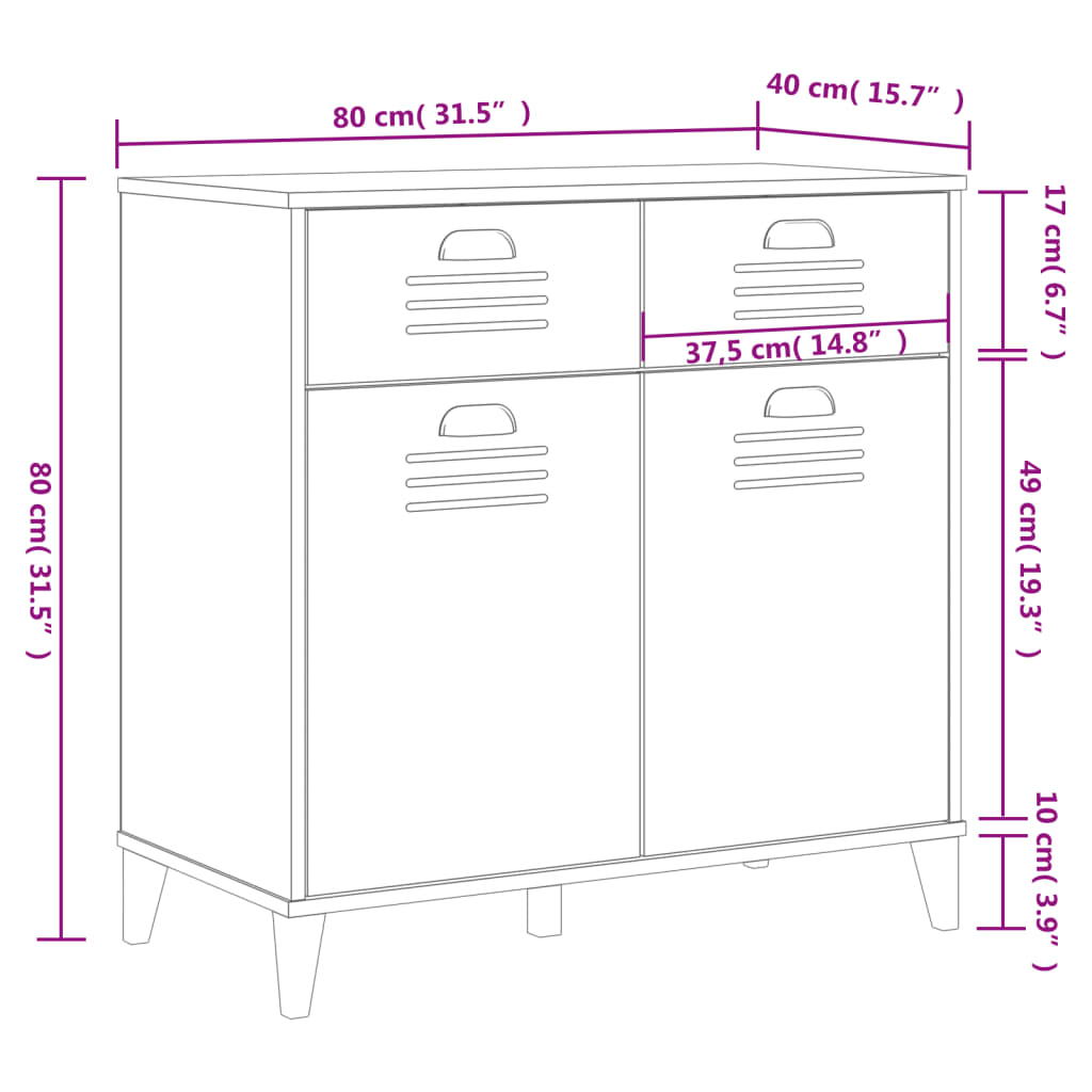 skænk VIKEN 80x40x80 cm konstrueret træ sort
