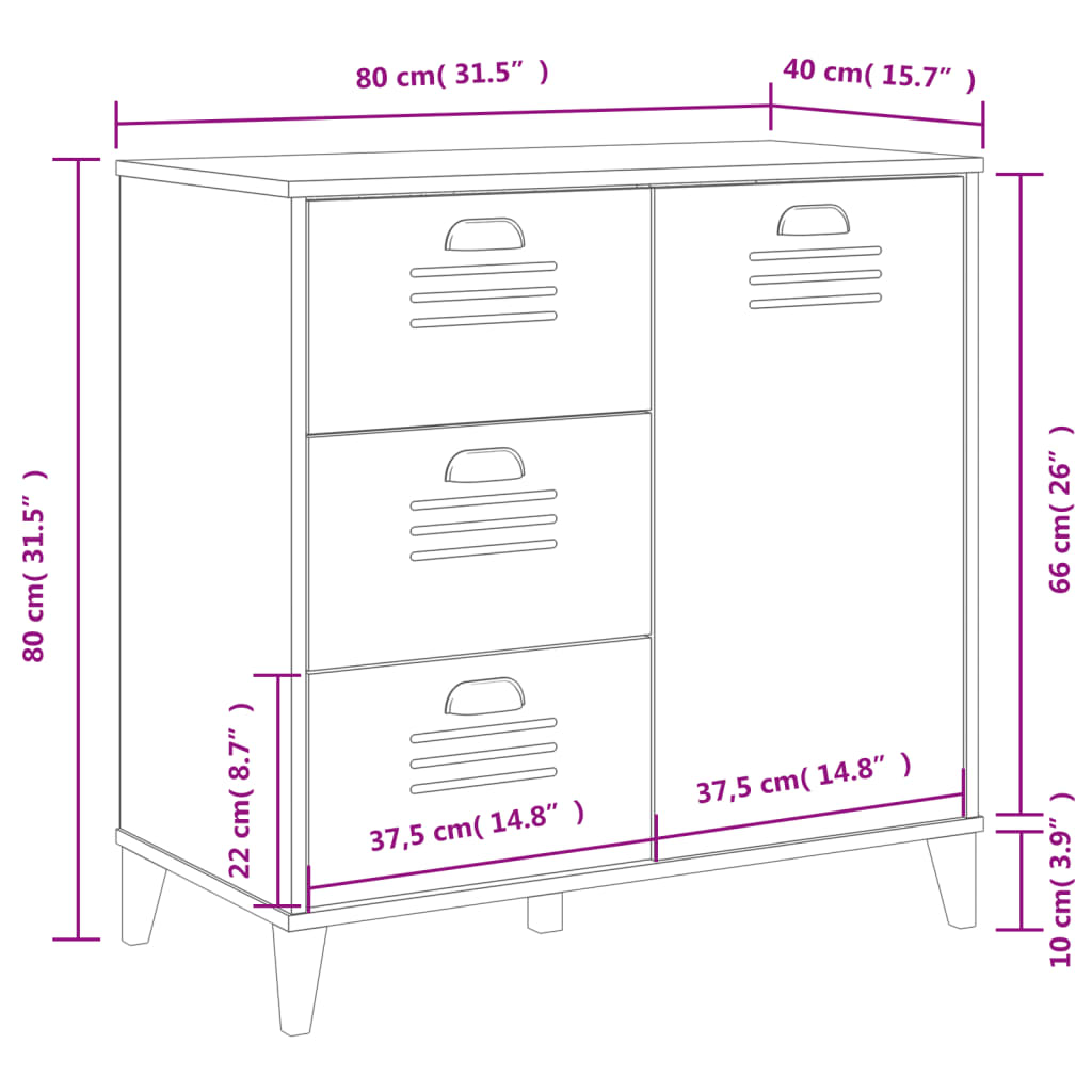 skænk VIKEN 80x40x80 cm konstrueret træ antracitgrå