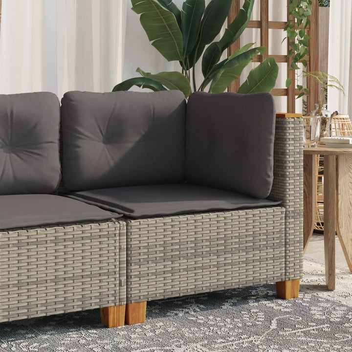 hjørnemodul til havesofa med hynder polyrattan grå