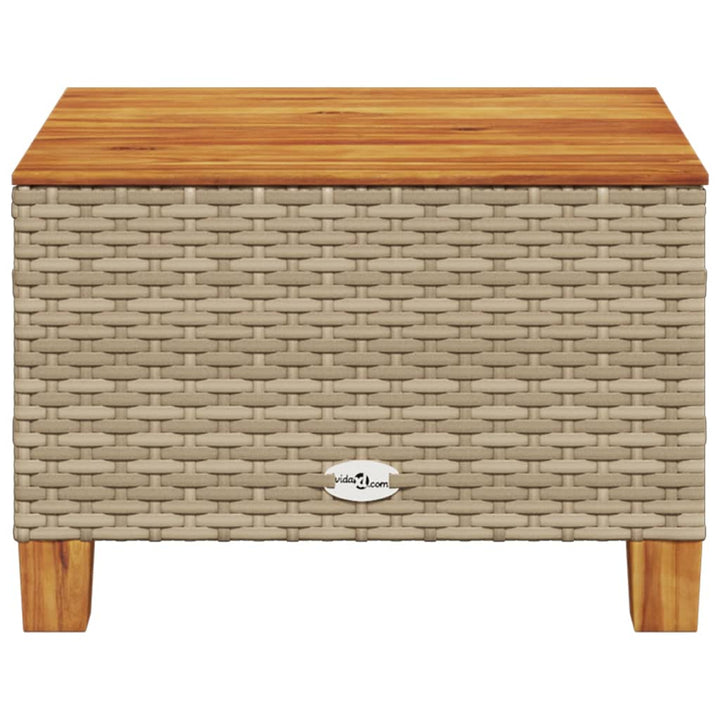 havebord 55x55x36 cm polyrattan og akacietræ beige
