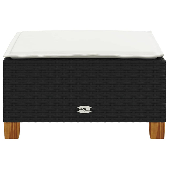 haveskammel med hynde 63,5x56x32 cm polyrattan sort