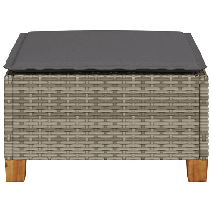 haveskammel med hynde 63,5x56x32 cm polyrattan grå