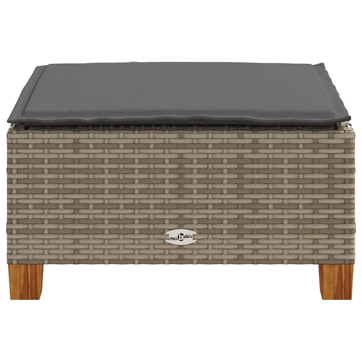 haveskammel med hynde 63,5x56x32 cm polyrattan grå