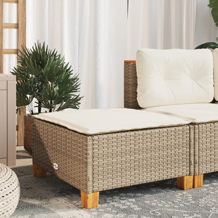 haveskammel med hynde 63,5x56x32 cm polyrattan beige