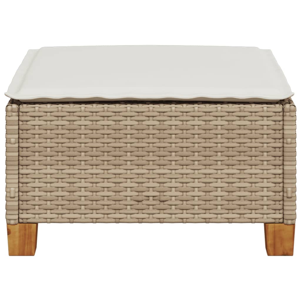 haveskammel med hynde 63,5x56x32 cm polyrattan beige