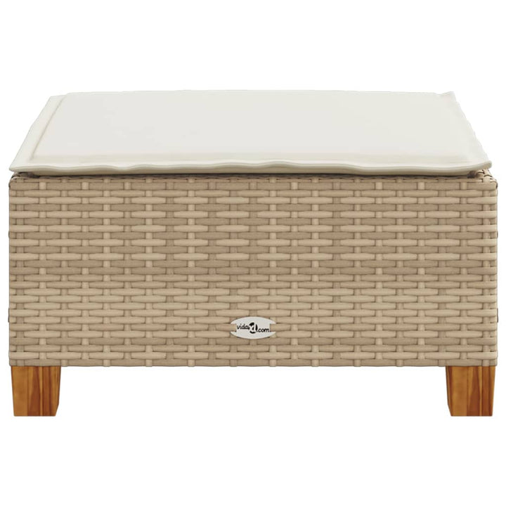 haveskammel med hynde 63,5x56x32 cm polyrattan beige
