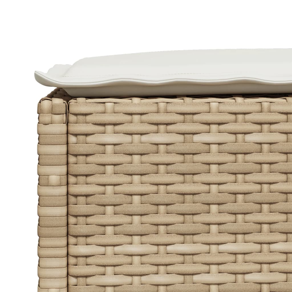 haveskammel med hynde 63,5x56x32 cm polyrattan beige