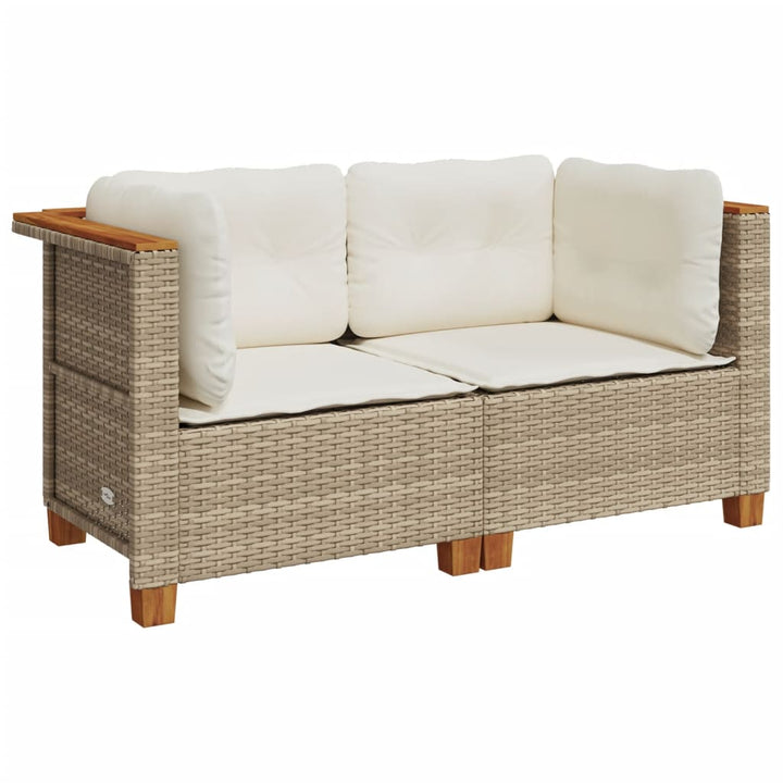 hjørnemoduler til havesofa 2 stk. med hynder polyrattan beige