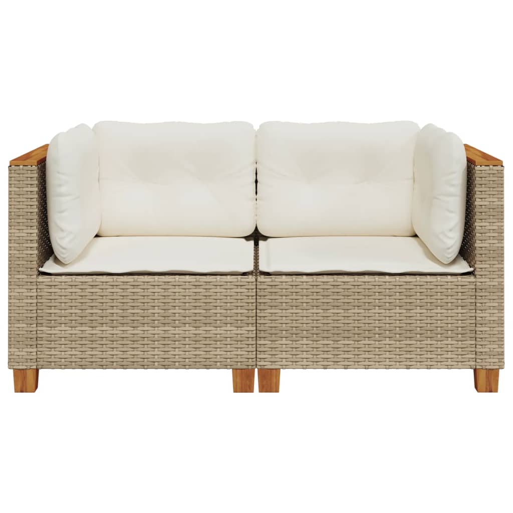 hjørnemoduler til havesofa 2 stk. med hynder polyrattan beige