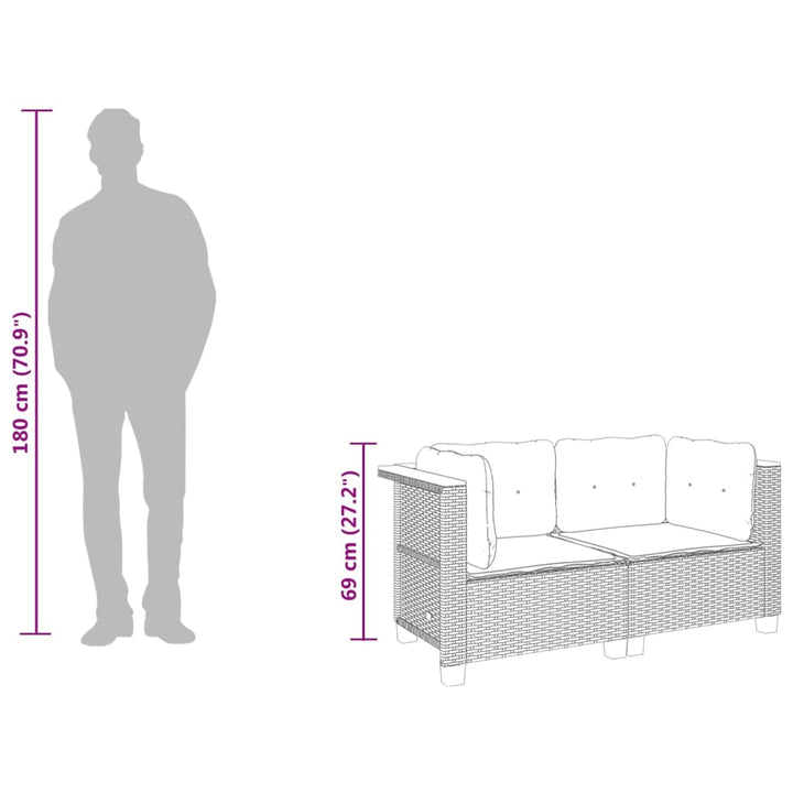 hjørnemoduler til havesofa 2 stk. med hynder polyrattan beige