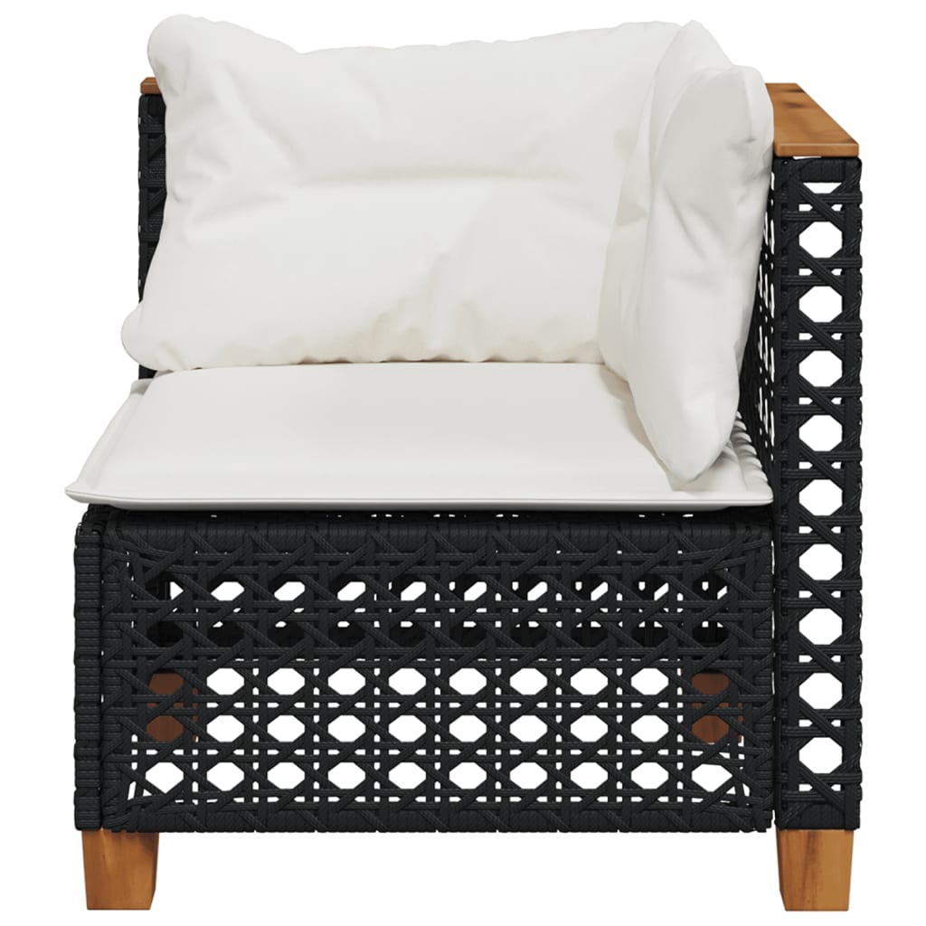 hjørnemodul til havesofa med hynder polyrattan sort
