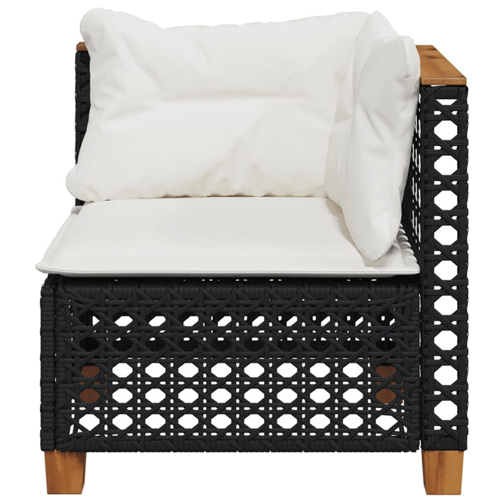 hjørnemodul til havesofa med hynder polyrattan sort
