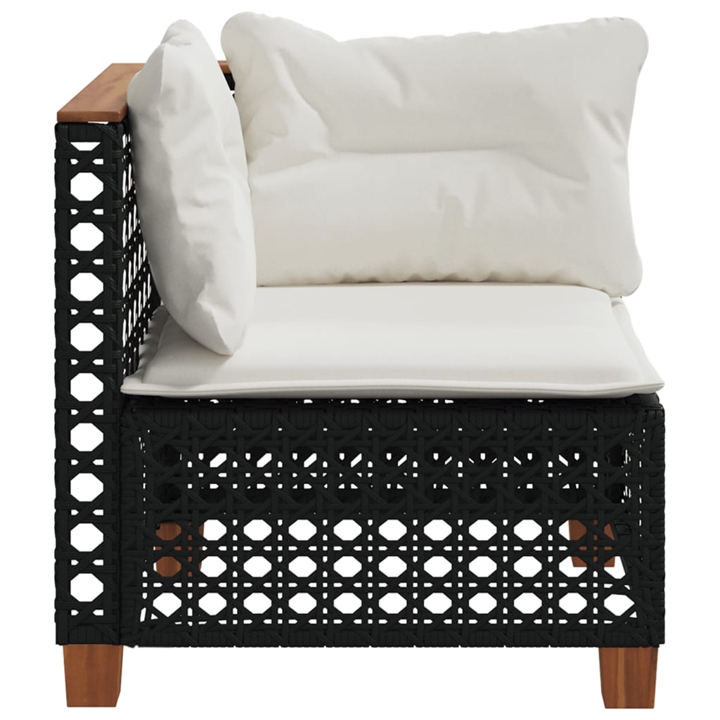 hjørnemodul til havesofa med hynder polyrattan sort
