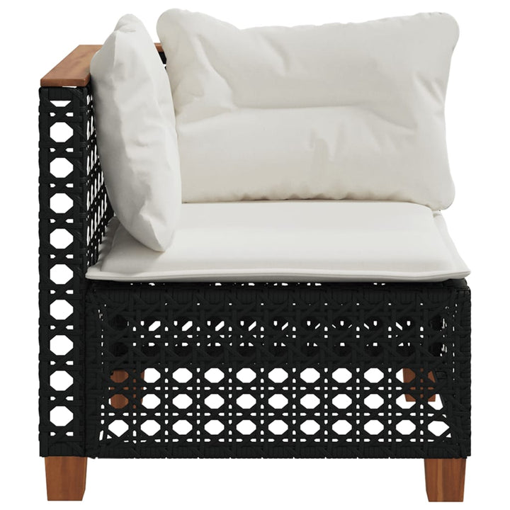 hjørnemodul til havesofa med hynder polyrattan sort