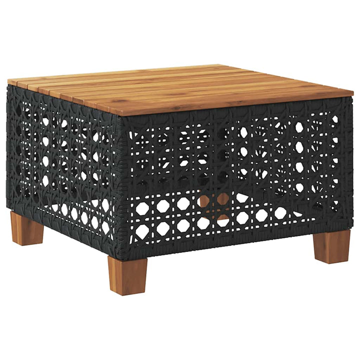 havebord 55x55x36 cm polyrattan og akacietræ sort