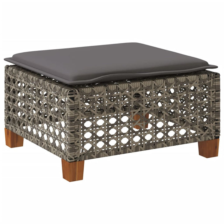 haveskammel med hynde 63,5x56x32 cm polyrattan grå