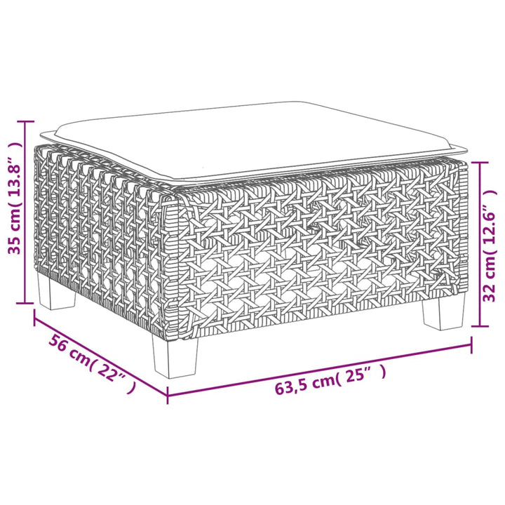 haveskammel med hynde 63,5x56x32 cm polyrattan grå