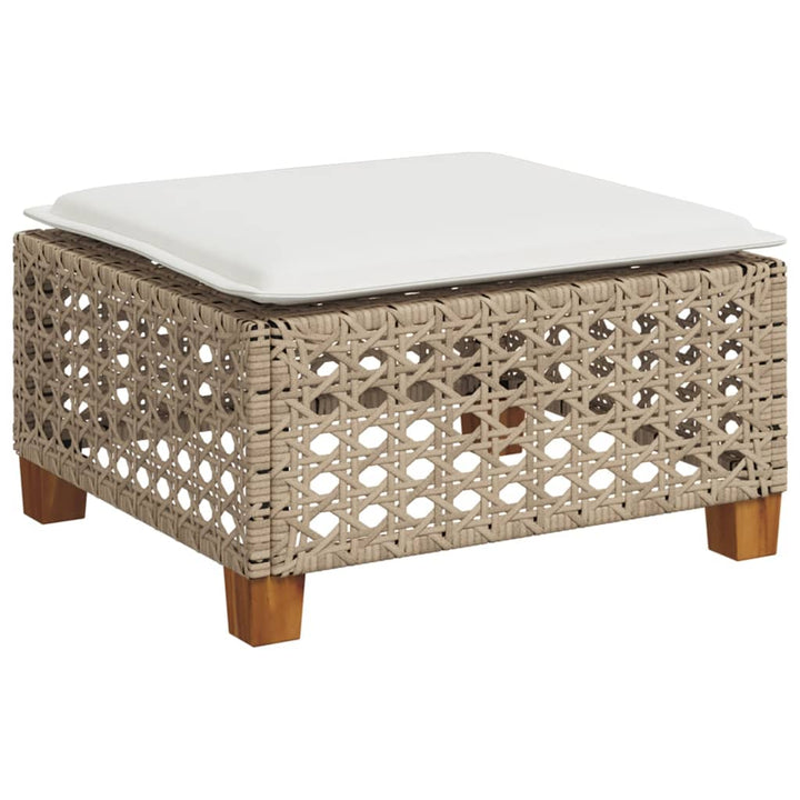 haveskammel med hynde 63,5x56x32 cm polyrattan beige