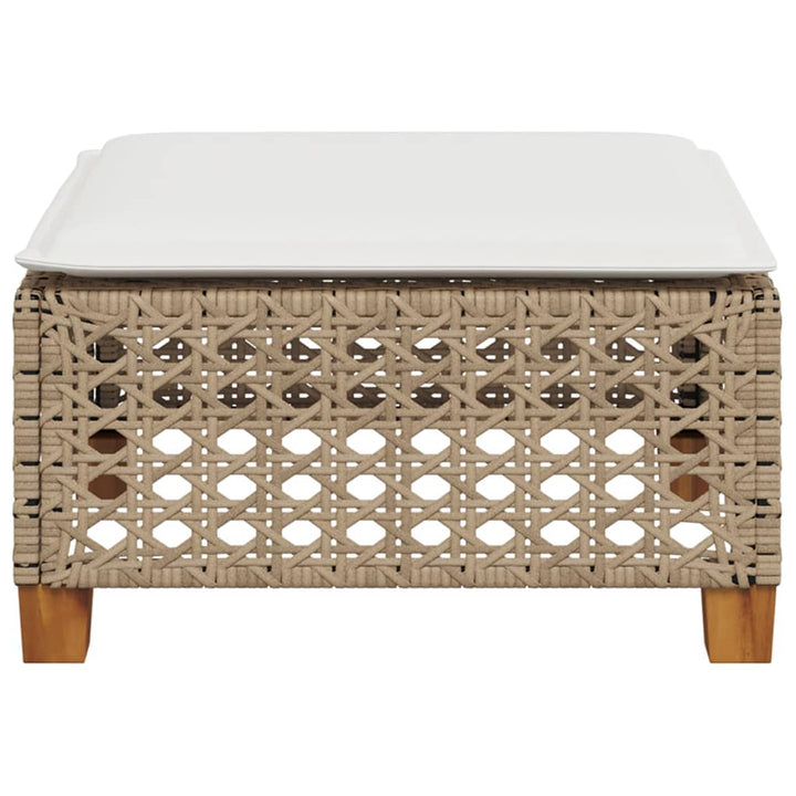 haveskammel med hynde 63,5x56x32 cm polyrattan beige