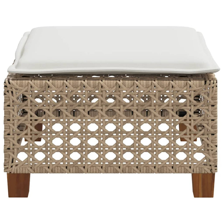 haveskammel med hynde 63,5x56x32 cm polyrattan beige
