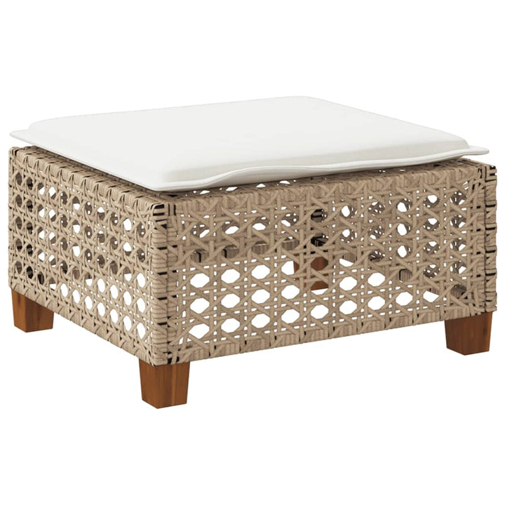 haveskammel med hynde 63,5x56x32 cm polyrattan beige