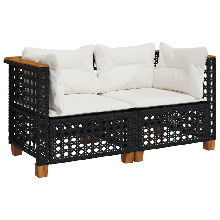 hjørnemoduler til havesofa 2 stk. med hynder polyrattan sort