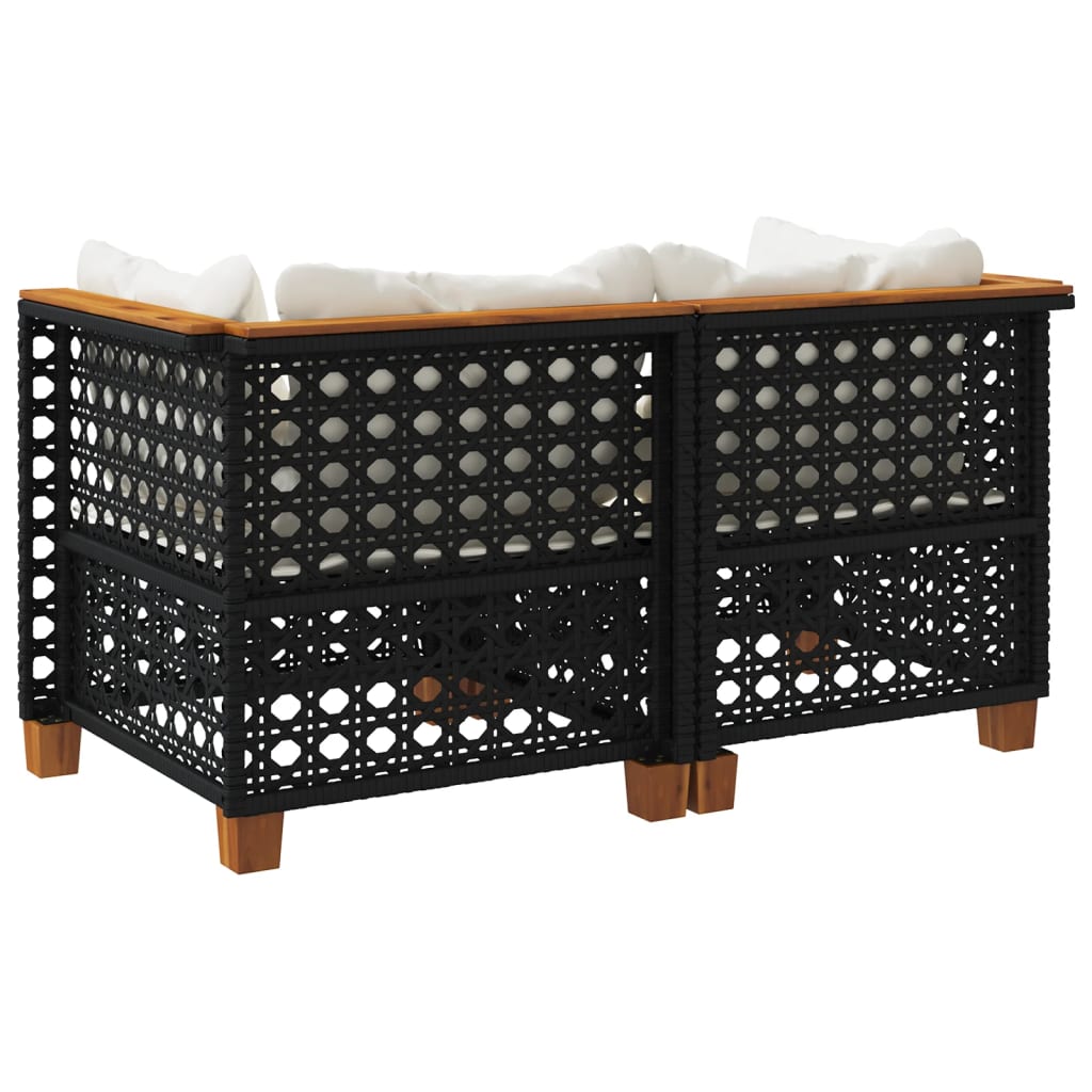 hjørnemoduler til havesofa 2 stk. med hynder polyrattan sort