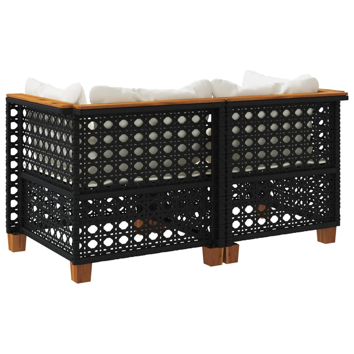 hjørnemoduler til havesofa 2 stk. med hynder polyrattan sort