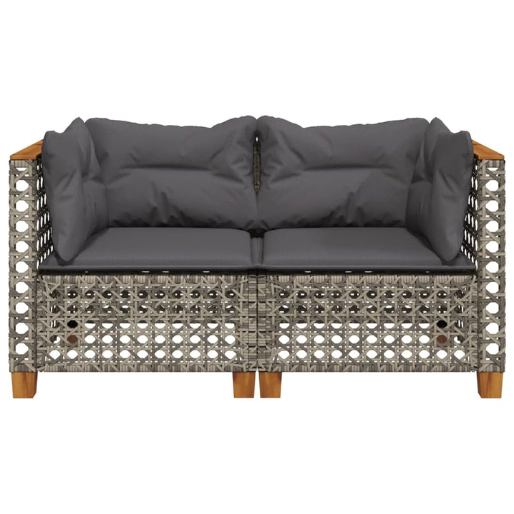 hjørnemoduler til havesofa 2 stk. med hynder polyrattan grå