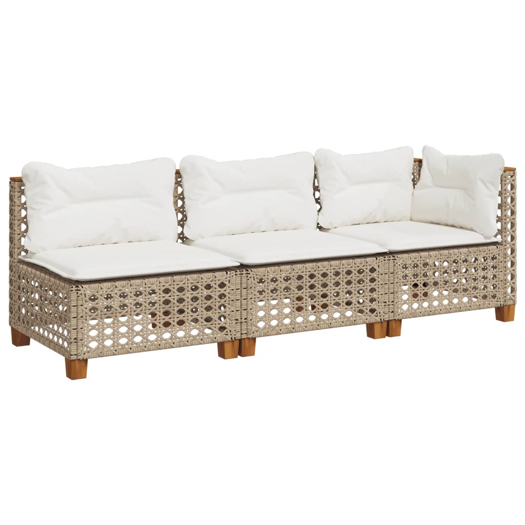 3-personers havesofa med hynder polyrattan beige