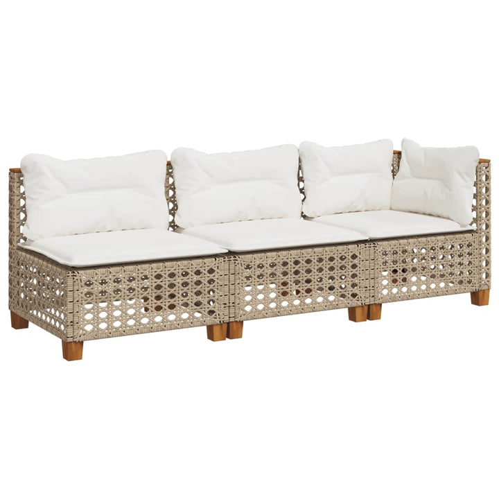 3-personers havesofa med hynder polyrattan beige