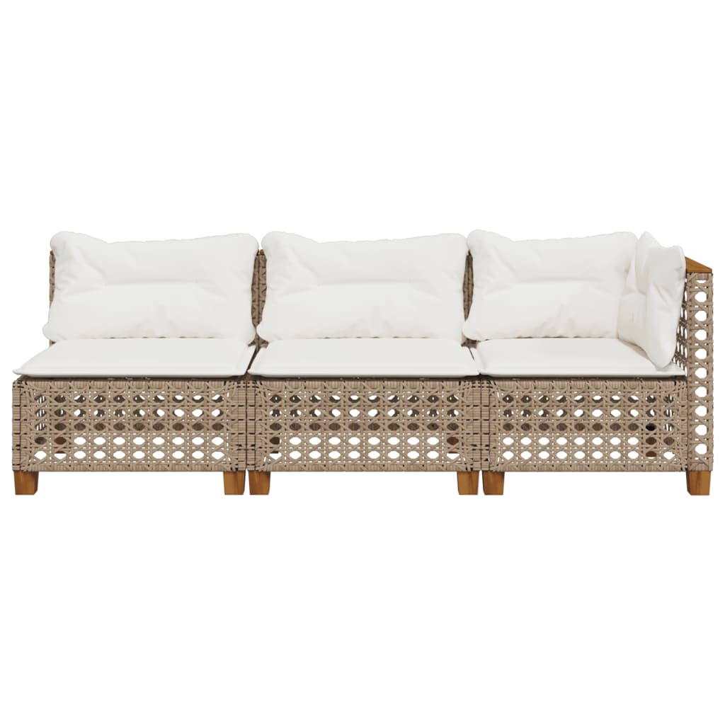 3-personers havesofa med hynder polyrattan beige