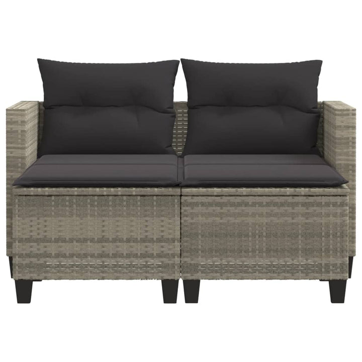 2-personers havesofa med skamler polyrattan lysegrå