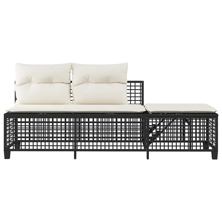hjørnesofasæt til haven 3 dele med hynder polyrattan sort