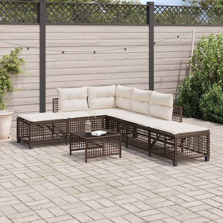 hjørnesofasæt til haven 3 dele med hynder polyrattan brun