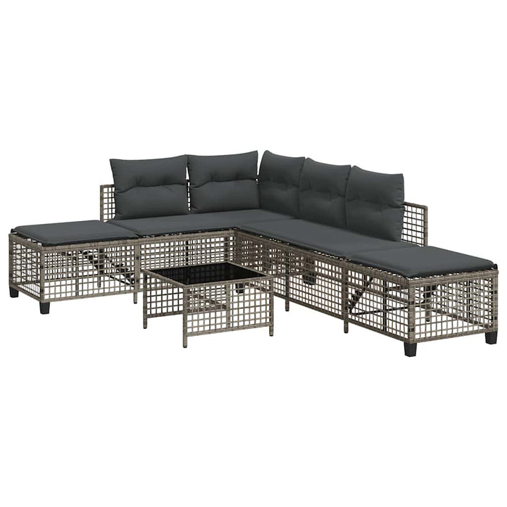 hjørnesofasæt til haven 3 dele med hynder polyrattan grå