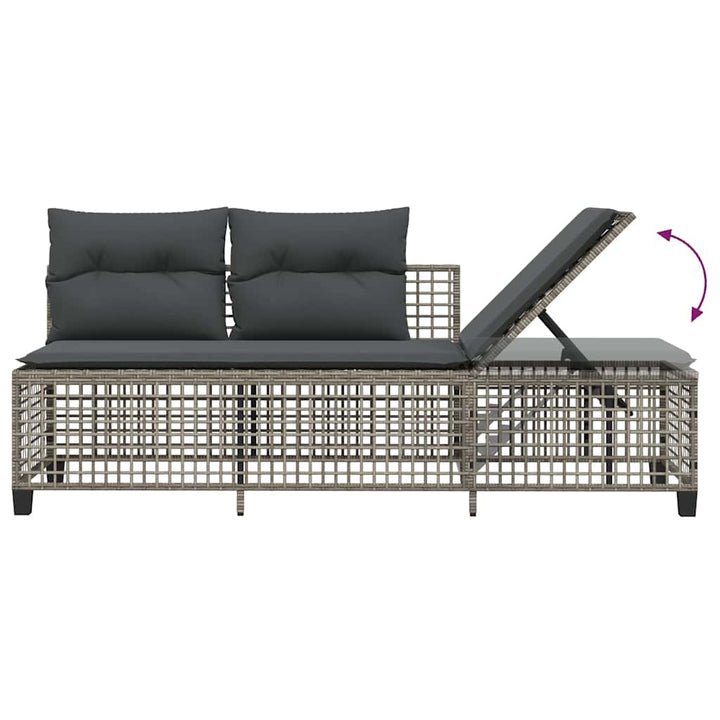 hjørnesofasæt til haven 3 dele med hynder polyrattan grå