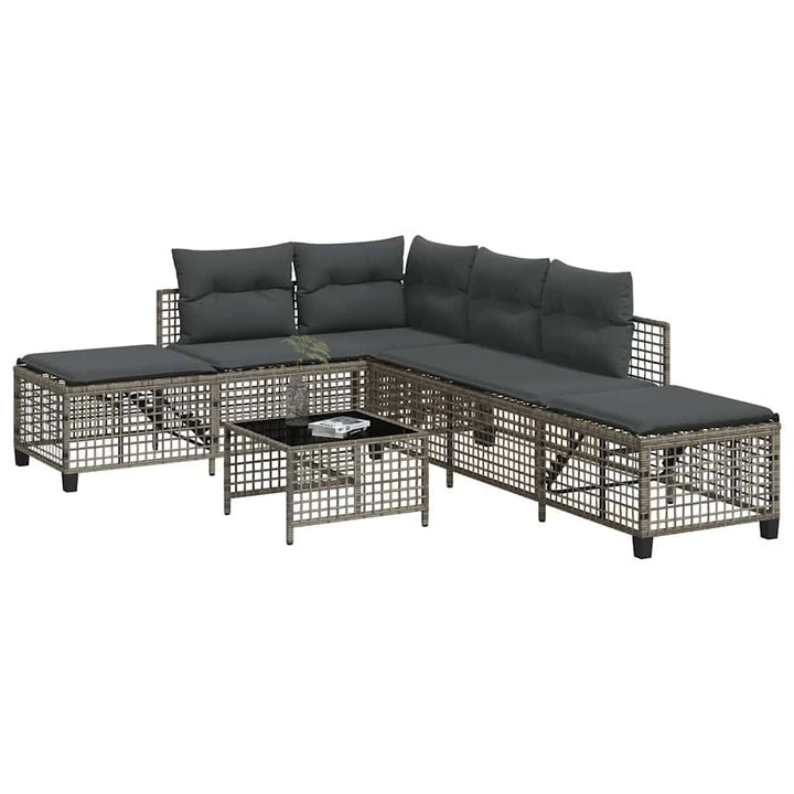 hjørnesofasæt til haven 3 dele med hynder polyrattan grå