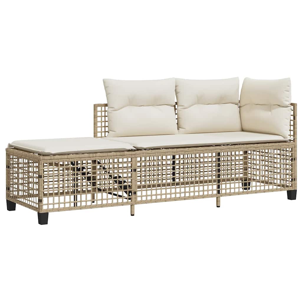 hjørnesofasæt til haven 3 dele med hynder polyrattan beige