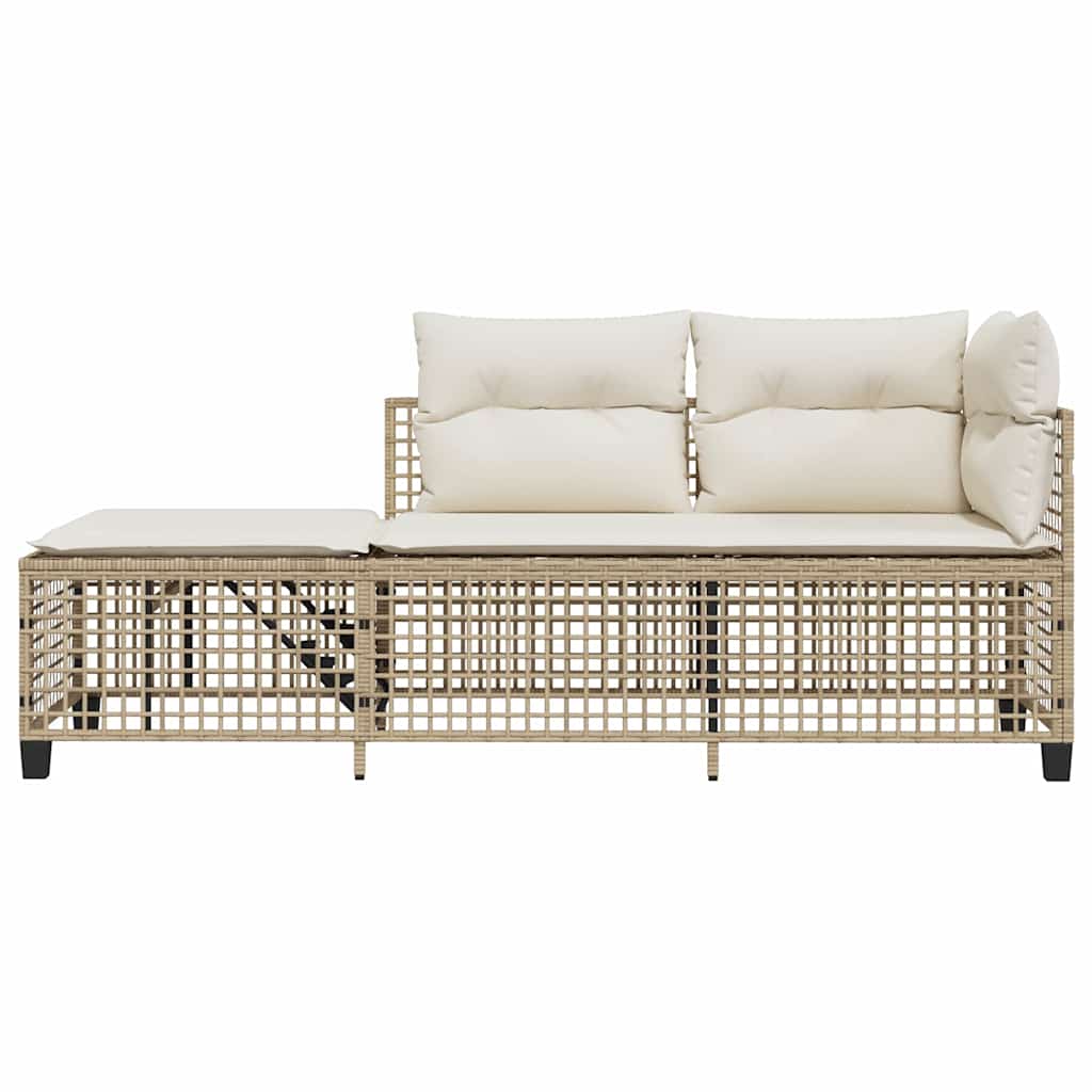hjørnesofasæt til haven 3 dele med hynder polyrattan beige