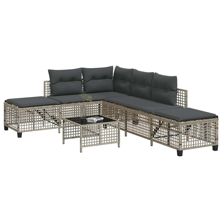 hjørnesofasæt til haven 3 dele med hynder polyrattan lysegrå