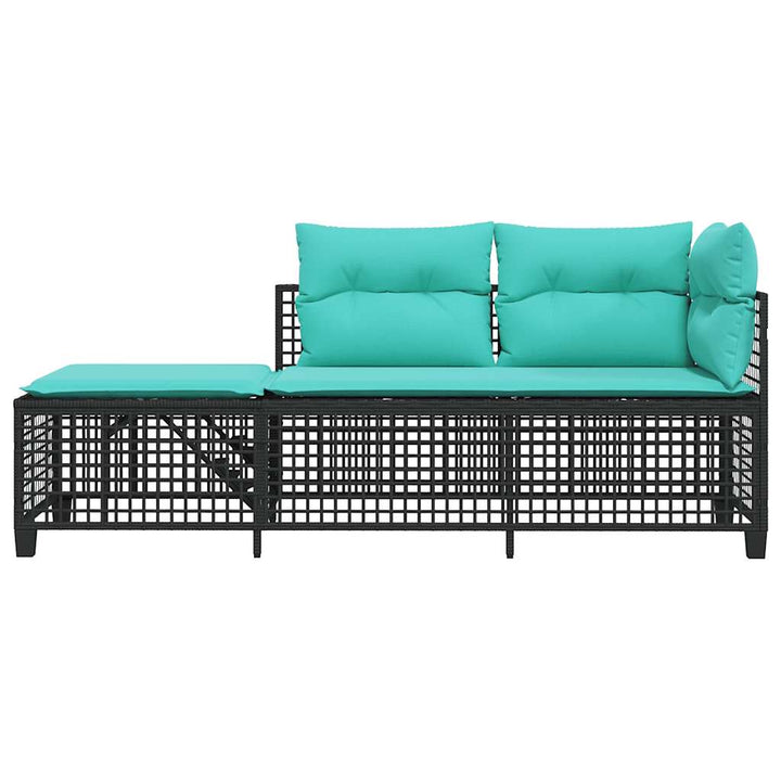 3-delt hjørnehavesofasæt med hynder sort polyrattan