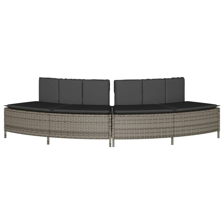 spabænke med hynder 2 stk. polyrattan grå