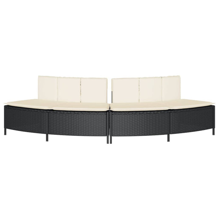 spabænke med hynder 2 stk. polyrattan sort