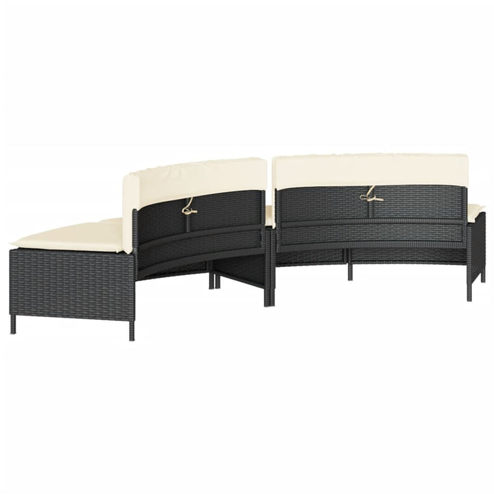 spabænke med hynder 2 stk. polyrattan sort